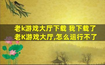 老k游戏大厅下载 我下载了老K游戏大厅,怎么运行不了